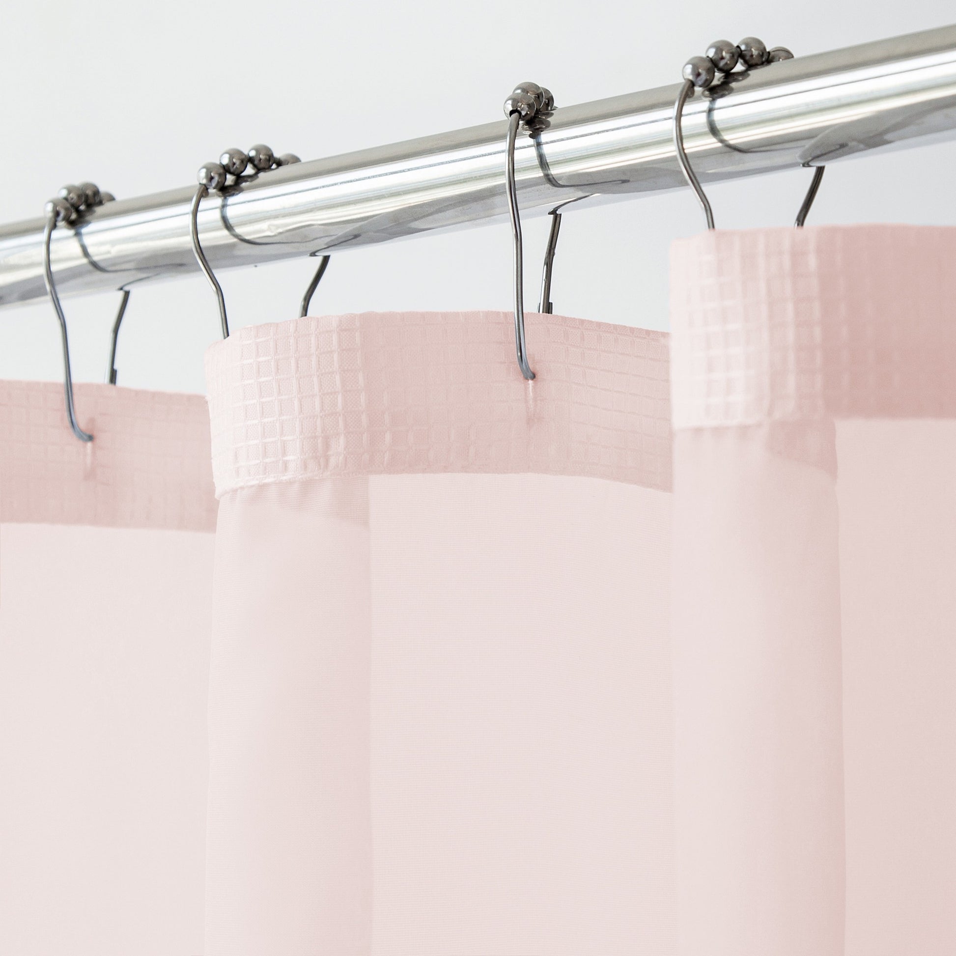 Blush Sheer and Grid Shower Curtain and Liner Set-1