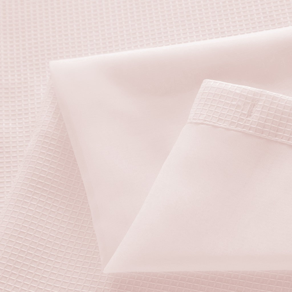 Blush Sheer and Grid Shower Curtain and Liner Set-3