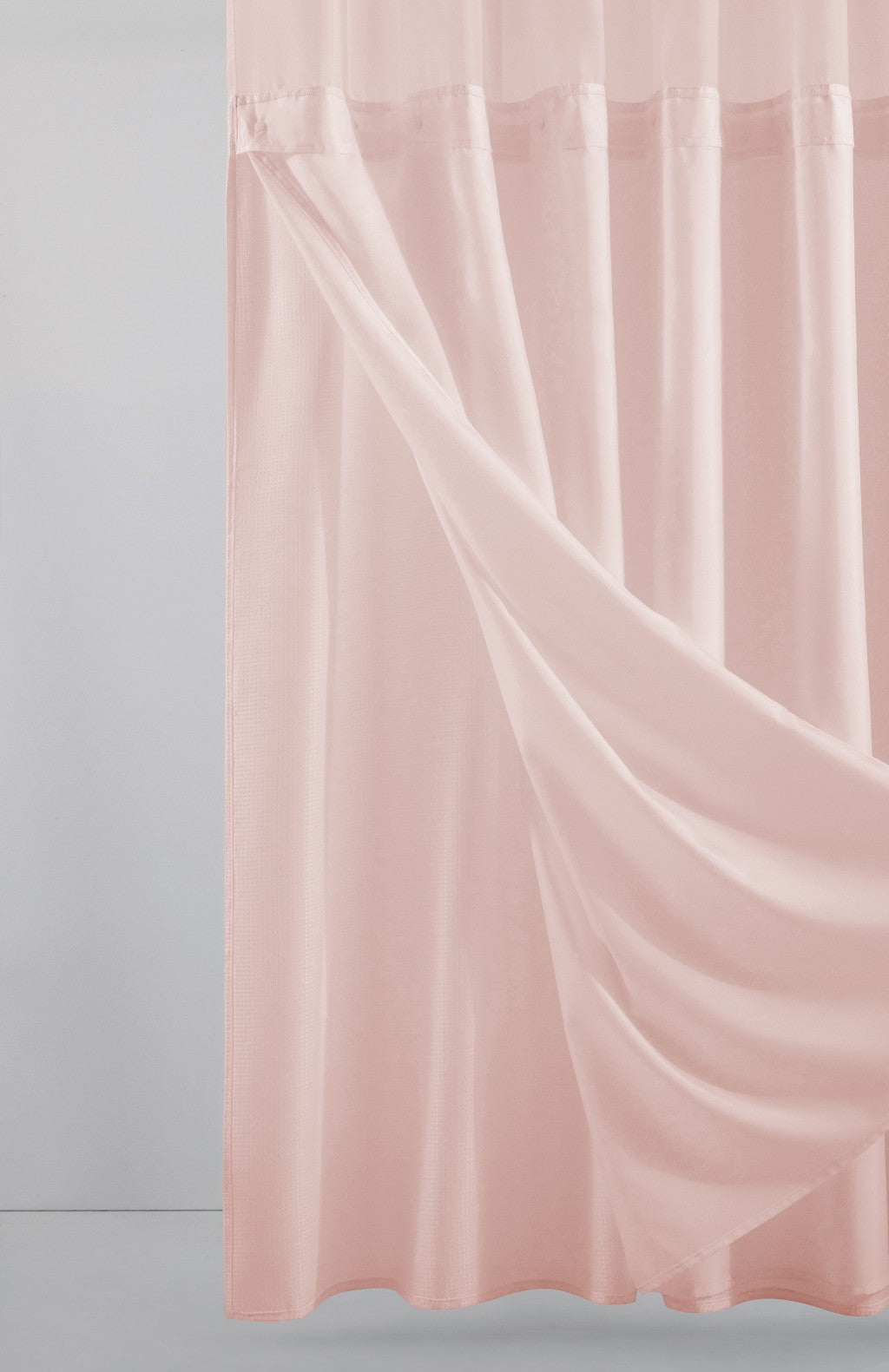 Blush Sheer and Grid Shower Curtain and Liner Set-5