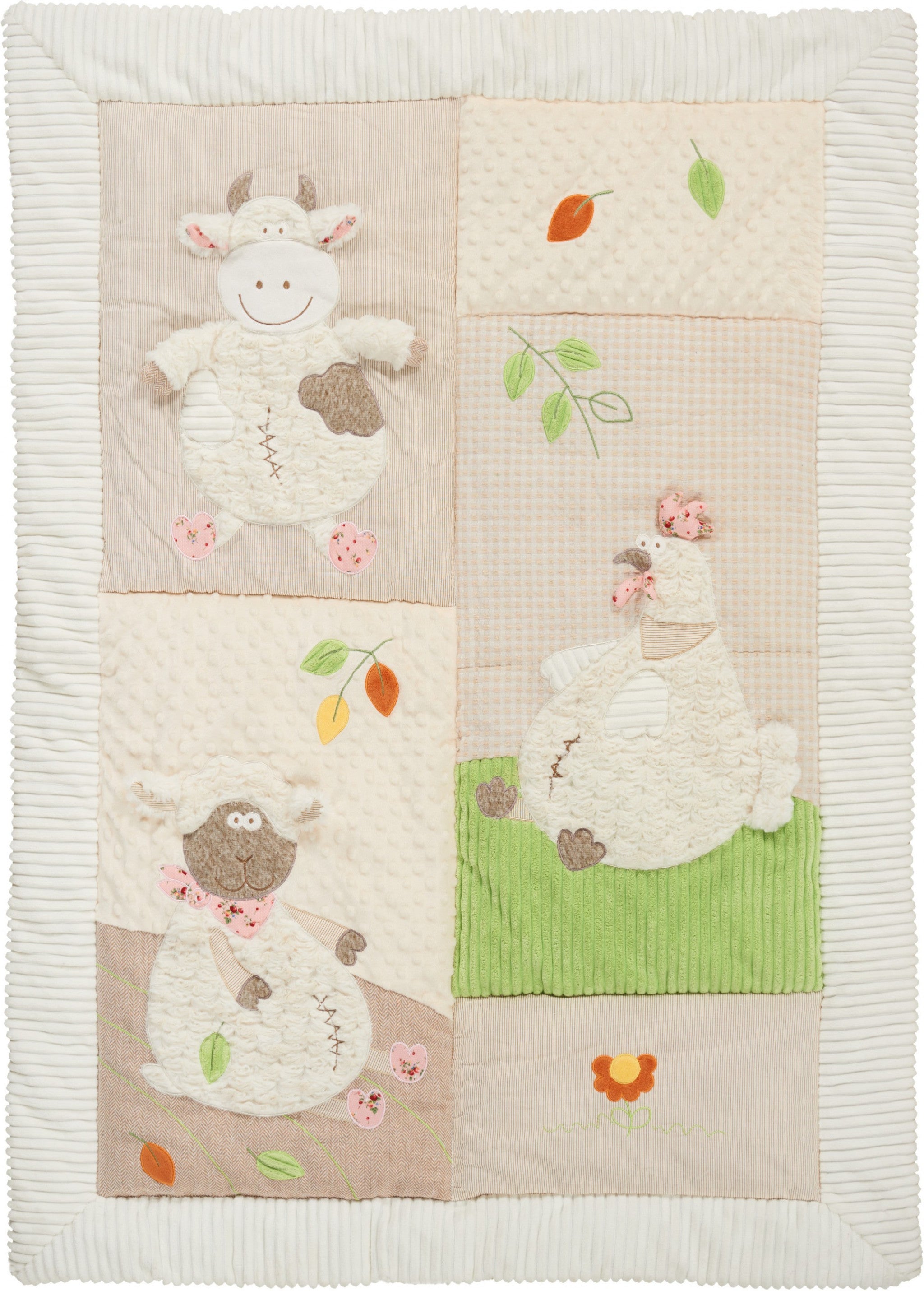 Beige Green And White Polyester Quilt-Comforters and Quilts-DECOROLALA