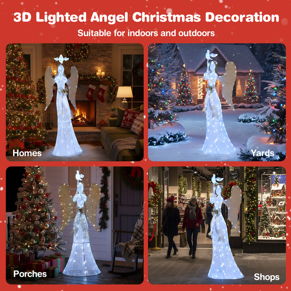 3D Lighted Angel Christmas Decoration 5.5 FT Halo Angel-Christmas Decorations & Accessories-DECOROLALA