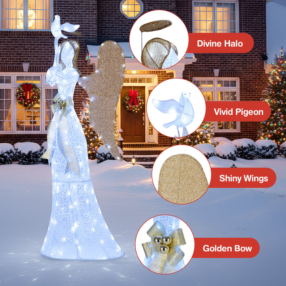 3D Lighted Angel Christmas Decoration 5.5 FT Halo Angel-Christmas Decorations & Accessories-DECOROLALA