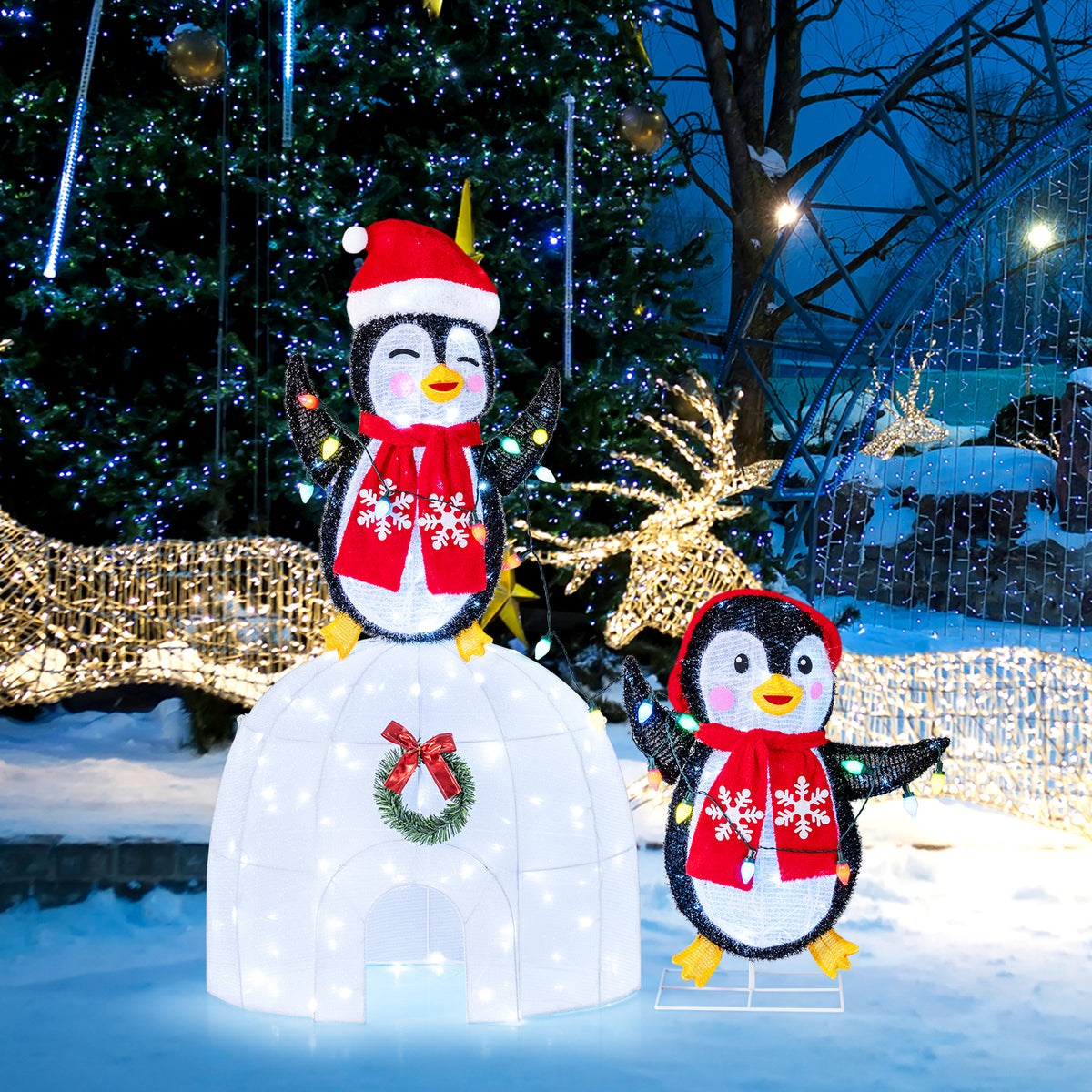 3D Pre-Lit Indoor Outdoor Xmas Holiday with 170 Cold-White LED Lights for Home-Christmas Decorations & Accessories-DECOROLALA