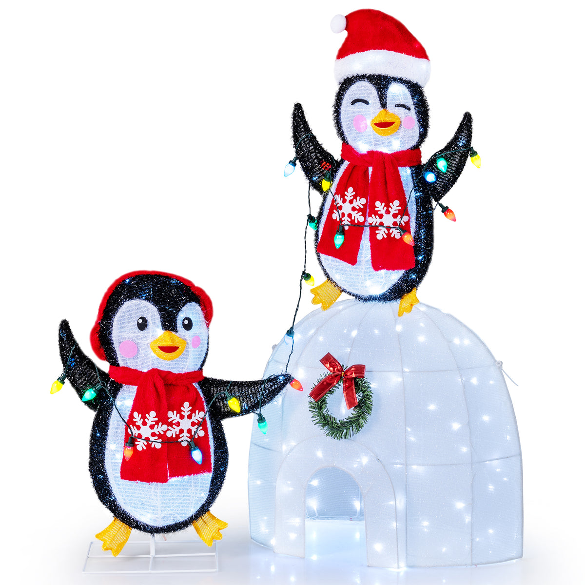 3D Pre-Lit Indoor Outdoor Xmas Holiday with 170 Cold-White LED Lights for Home-Christmas Decorations & Accessories-DECOROLALA