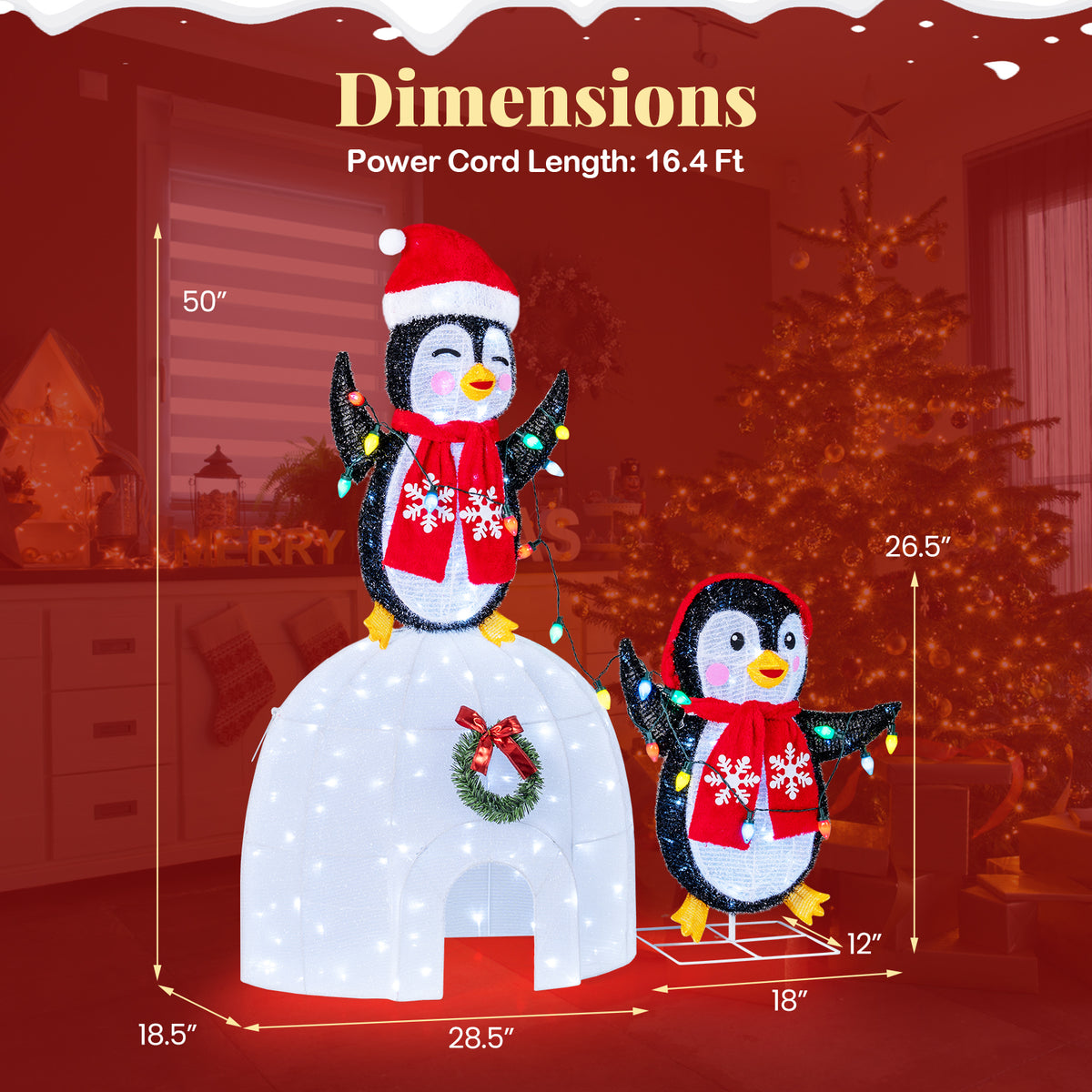 3D Pre-Lit Indoor Outdoor Xmas Holiday with 170 Cold-White LED Lights for Home-Christmas Decorations & Accessories-DECOROLALA