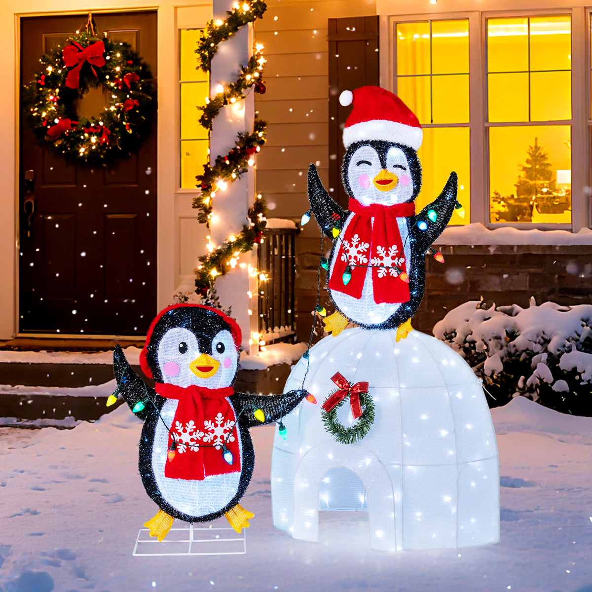 3D Pre-Lit Indoor Outdoor Xmas Holiday with 170 Cold-White LED Lights for Home-Christmas Decorations & Accessories-DECOROLALA