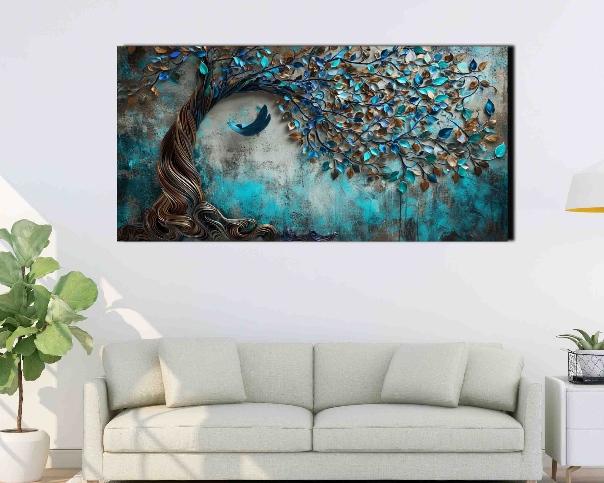 3D Tree Canvas Print 72x36 with Glitter Varnish-Canvas Print-DECOROLALA