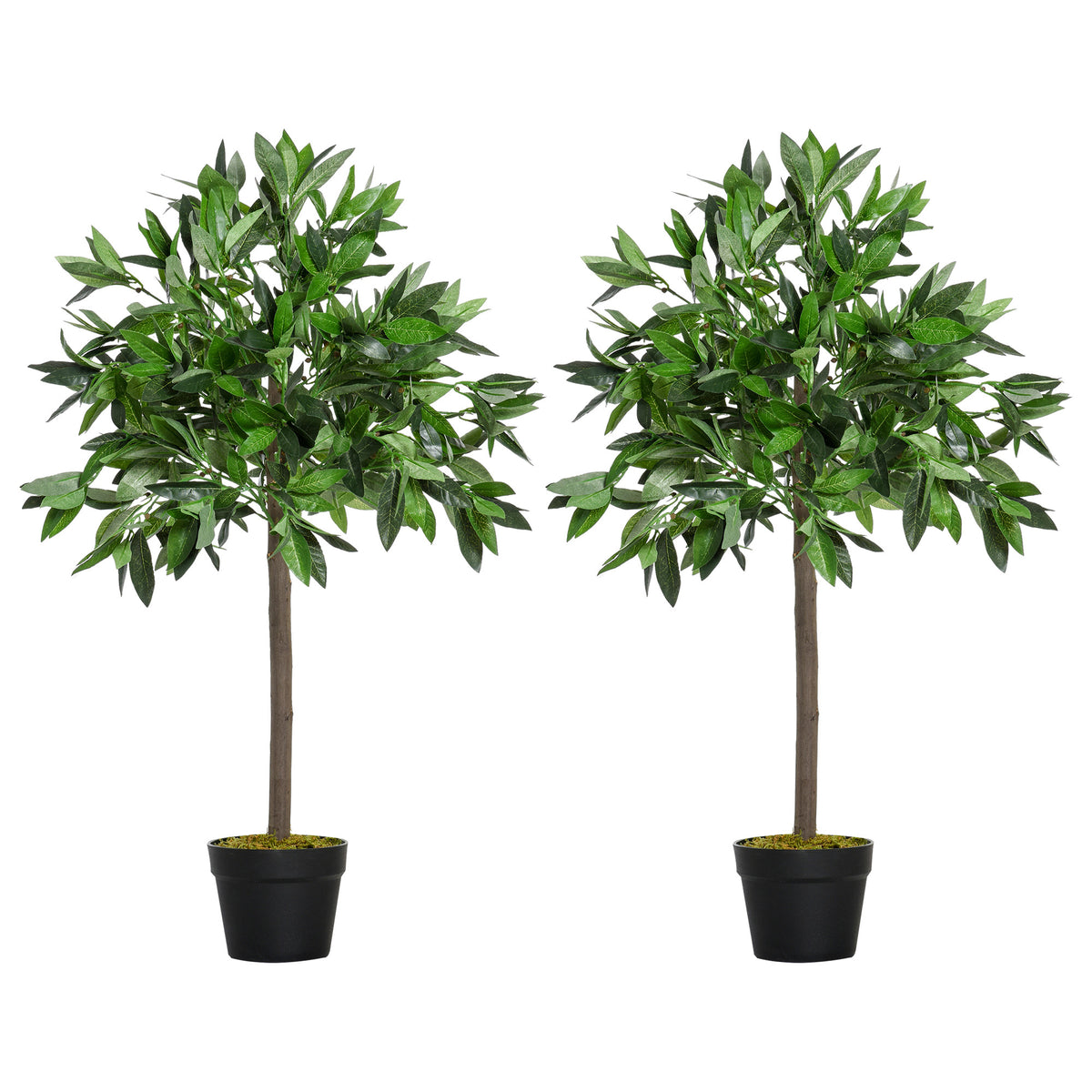 3FT Artificial Laurel Tree Set of 2, Lifelike Fake Plant with 564 Leaves, Potted Fake Plant for Home Office Decor, Green-Artificial Trees-DECOROLALA