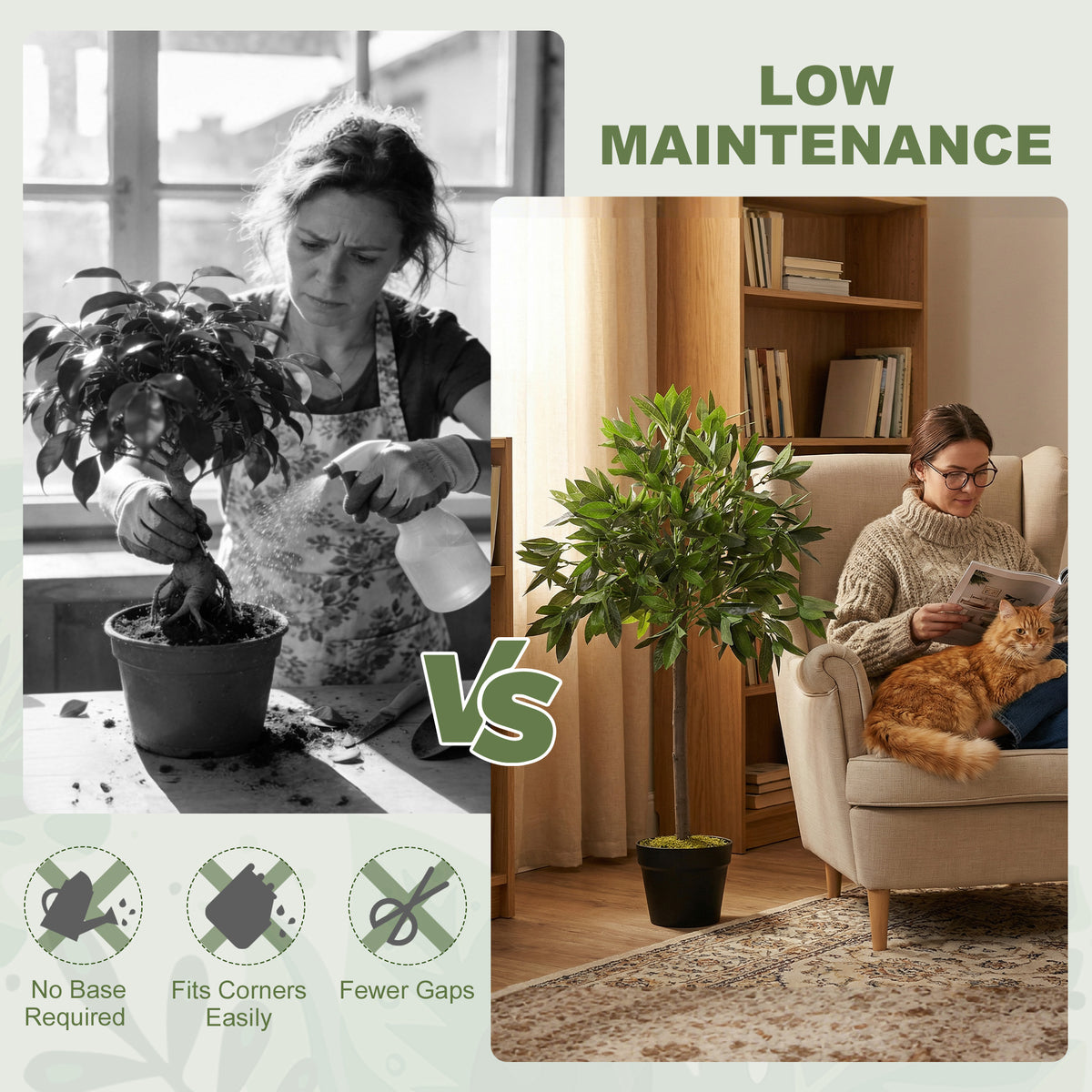 3FT Artificial Laurel Tree Set of 2, Lifelike Fake Plant with 564 Leaves, Potted Fake Plant for Home Office Decor, Green-Artificial Trees-DECOROLALA