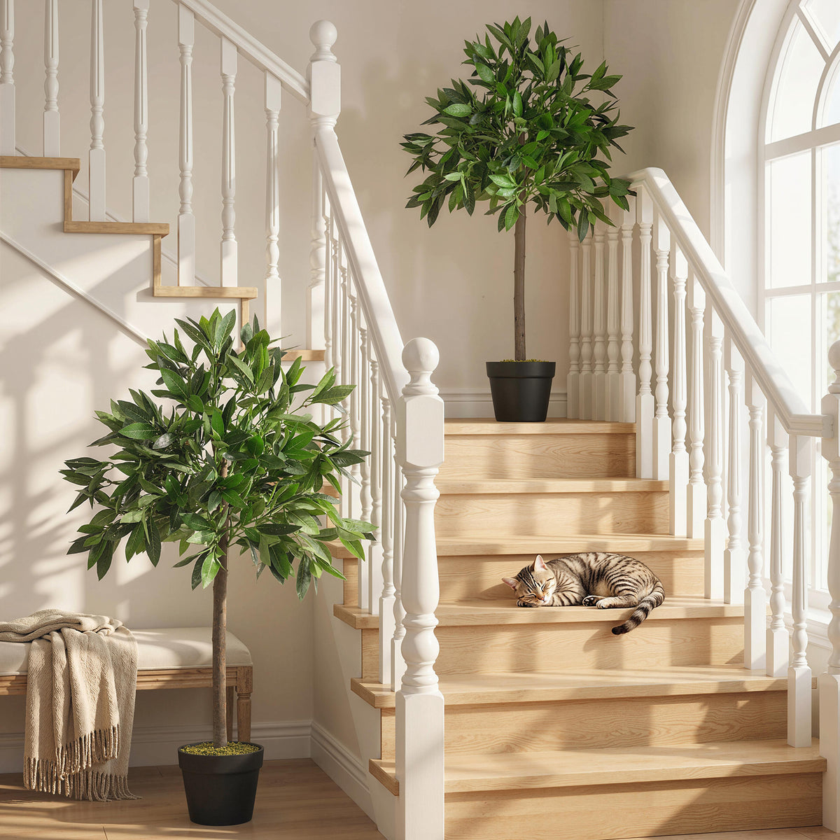 3FT Artificial Laurel Tree Set of 2, Lifelike Fake Plant with 564 Leaves, Potted Fake Plant for Home Office Decor, Green-Artificial Trees-DECOROLALA