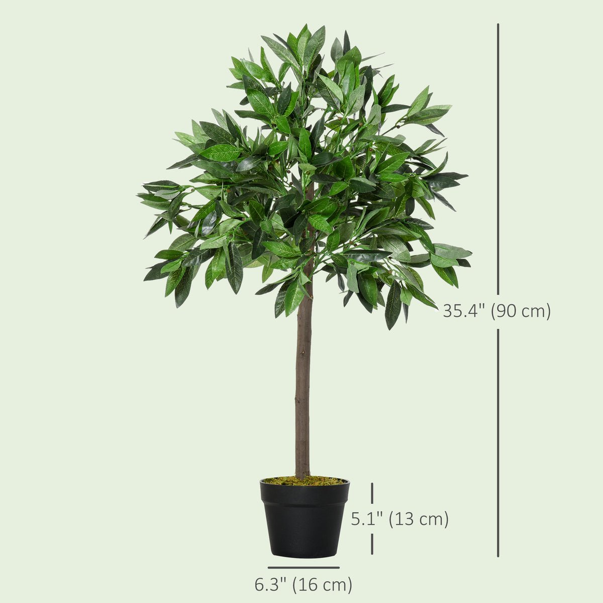 3FT Artificial Laurel Tree Set of 2, Lifelike Fake Plant with 564 Leaves, Potted Fake Plant for Home Office Decor, Green-Artificial Trees-DECOROLALA
