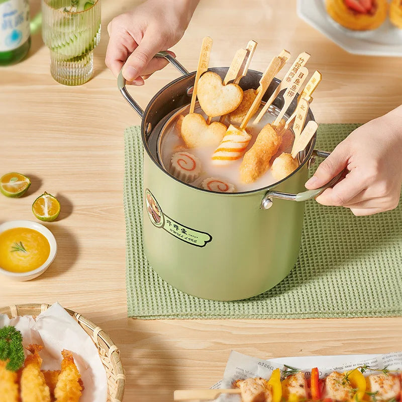 3L Deep Fryer Pot with Basket Oil Strainer Mini Pasta Pot Green-Deep Fryers-DECOROLALA