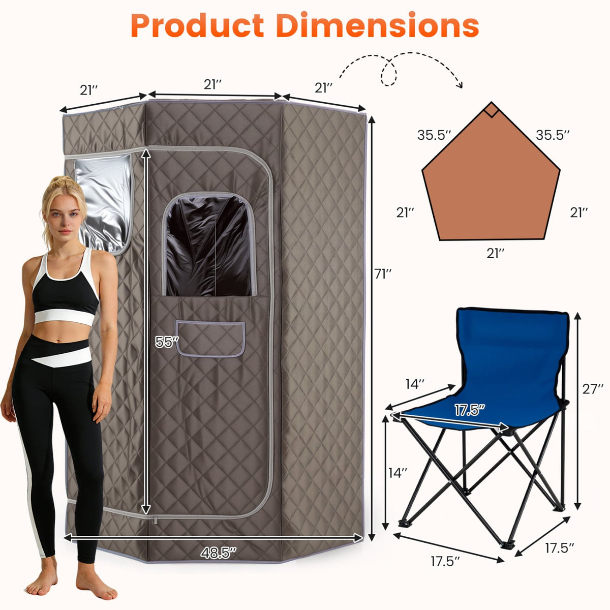 3L Portable Steam Sauna for Home Fast-Heat with 9-Level Remote Control and Folding Chair-Gray-Saunas-DECOROLALA