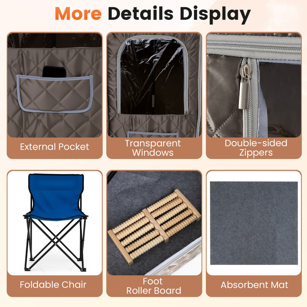 3L Portable Steam Sauna for Home Fast-Heat with 9-Level Remote Control and Folding Chair-Gray-Saunas-DECOROLALA