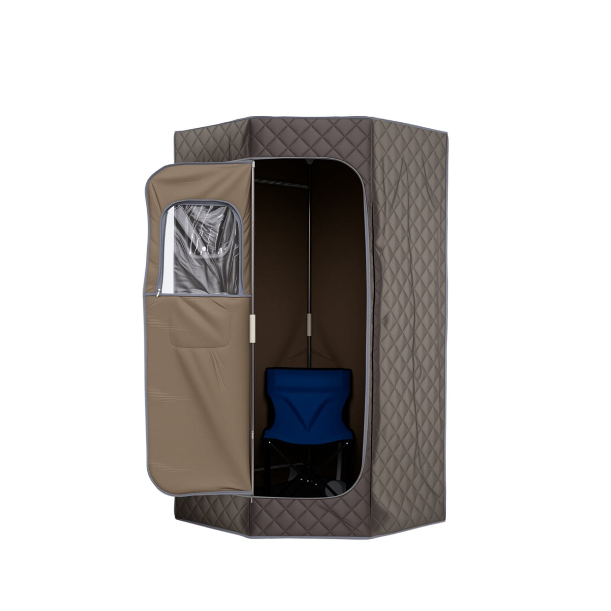3L Portable Steam Sauna for Home Fast-Heat with 9-Level Remote Control and Folding Chair-Gray-Saunas-DECOROLALA