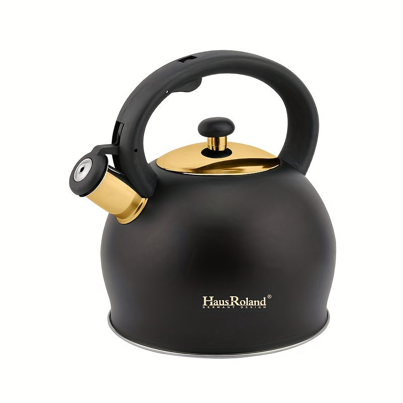 3L Stainless Steel Whistling Kettle - Black & Gold Induction-Stovetop Kettl-DECOROLALA