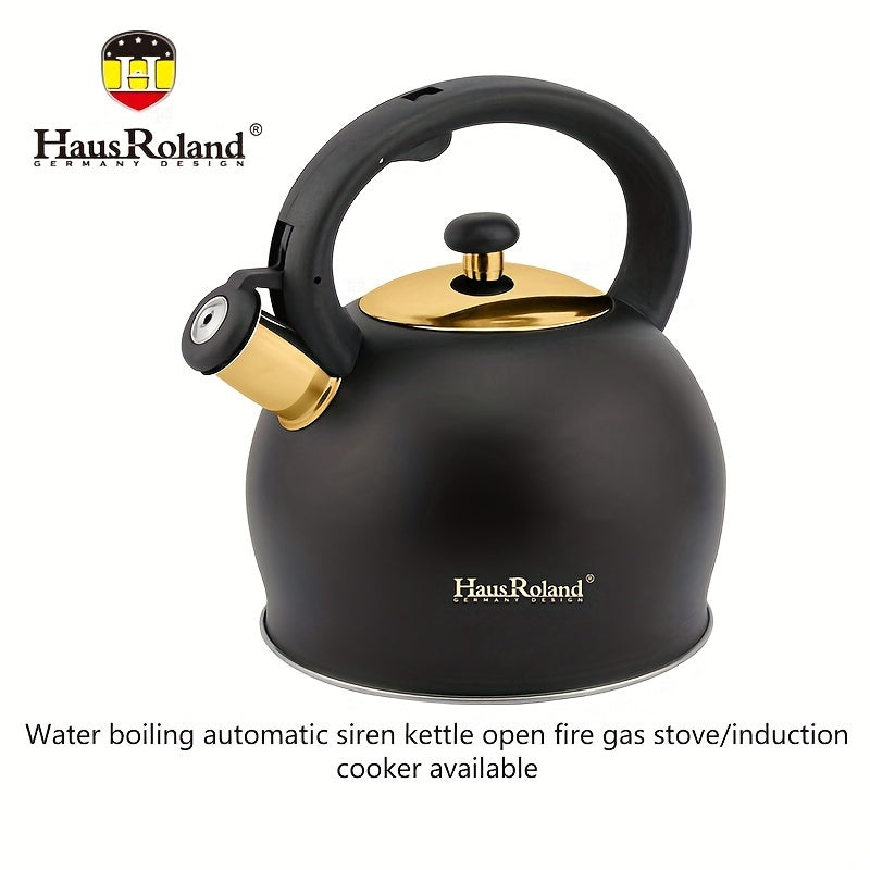 3L Stainless Steel Whistling Kettle - Black & Gold Induction-Stovetop Kettl-DECOROLALA