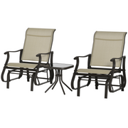 3PC Gliding Rocking Chair & Bistro Table Set, Mixed Grey-DECOROLALA