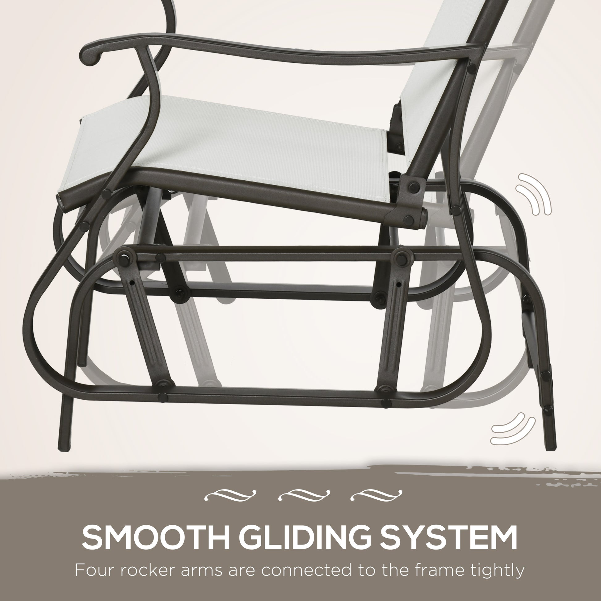 3PC Outdoor Gliding Chair & Bistro Table Set, Cream White-DECOROLALA