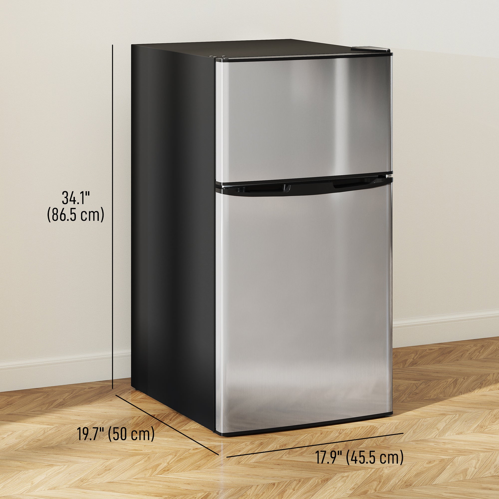 3.2 Cu Ft Mini Fridge Freezer - Silver-DECOROLALA