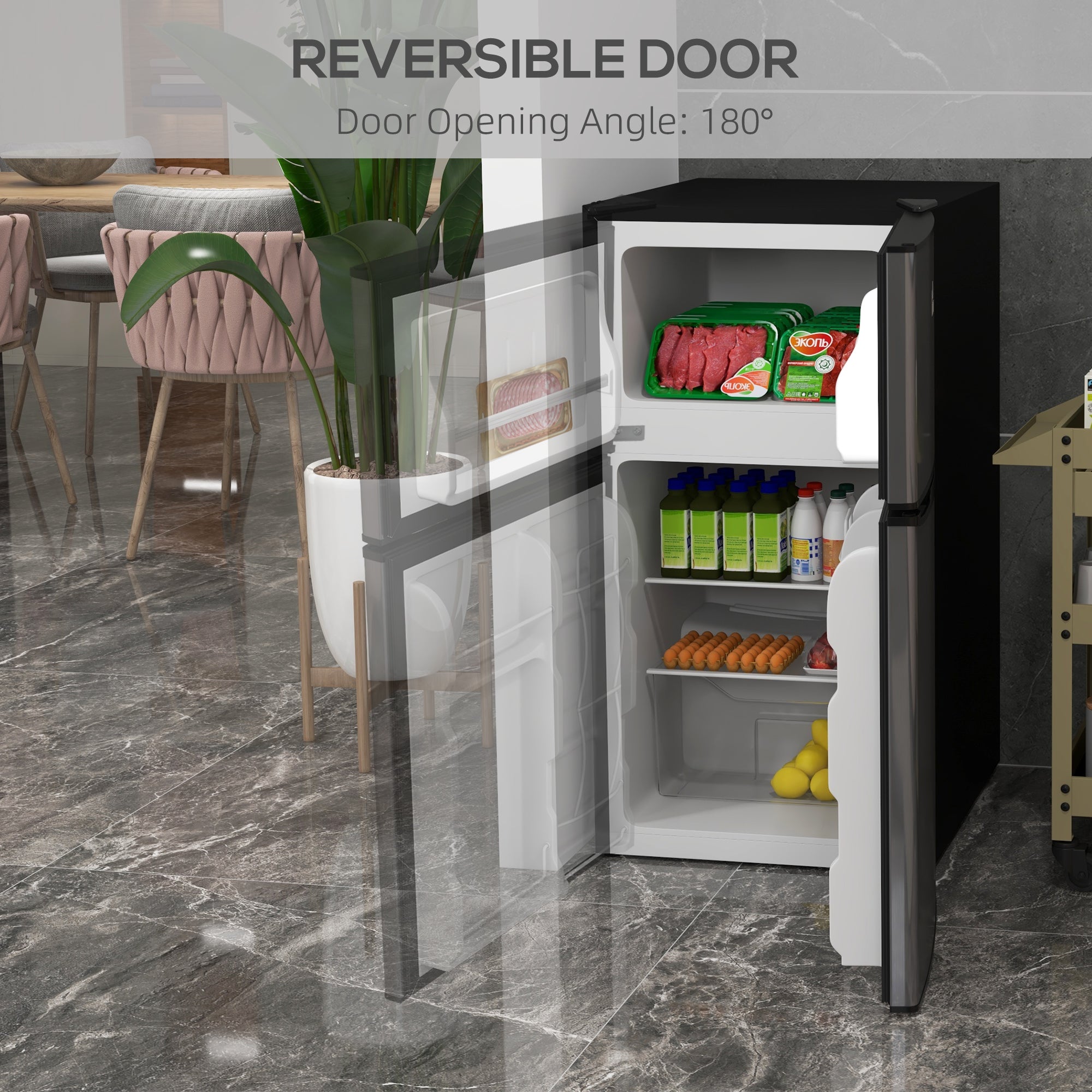 3.2 Cu Ft Mini Fridge Freezer - Silver-DECOROLALA