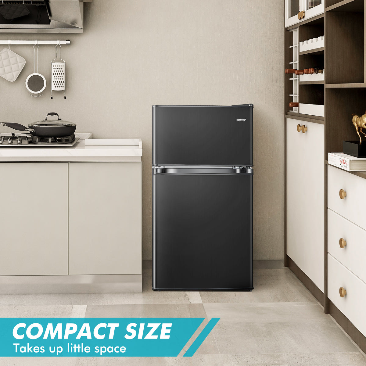 3.2 Cu. Ft Compact Mini Fridge with 5 Temperature Settings-Black-Refrigerators-DECOROLALA
