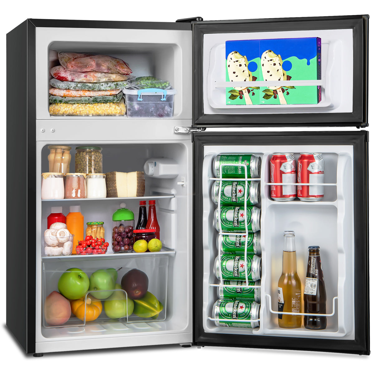 3.2 Cu. Ft Compact Mini Fridge with 5 Temperature Settings-Black-Refrigerators-DECOROLALA