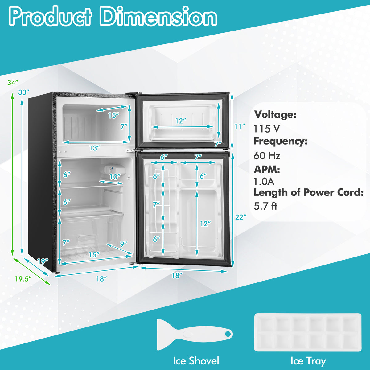3.2 Cu. Ft Compact Mini Fridge with 5 Temperature Settings-Black-Refrigerators-DECOROLALA