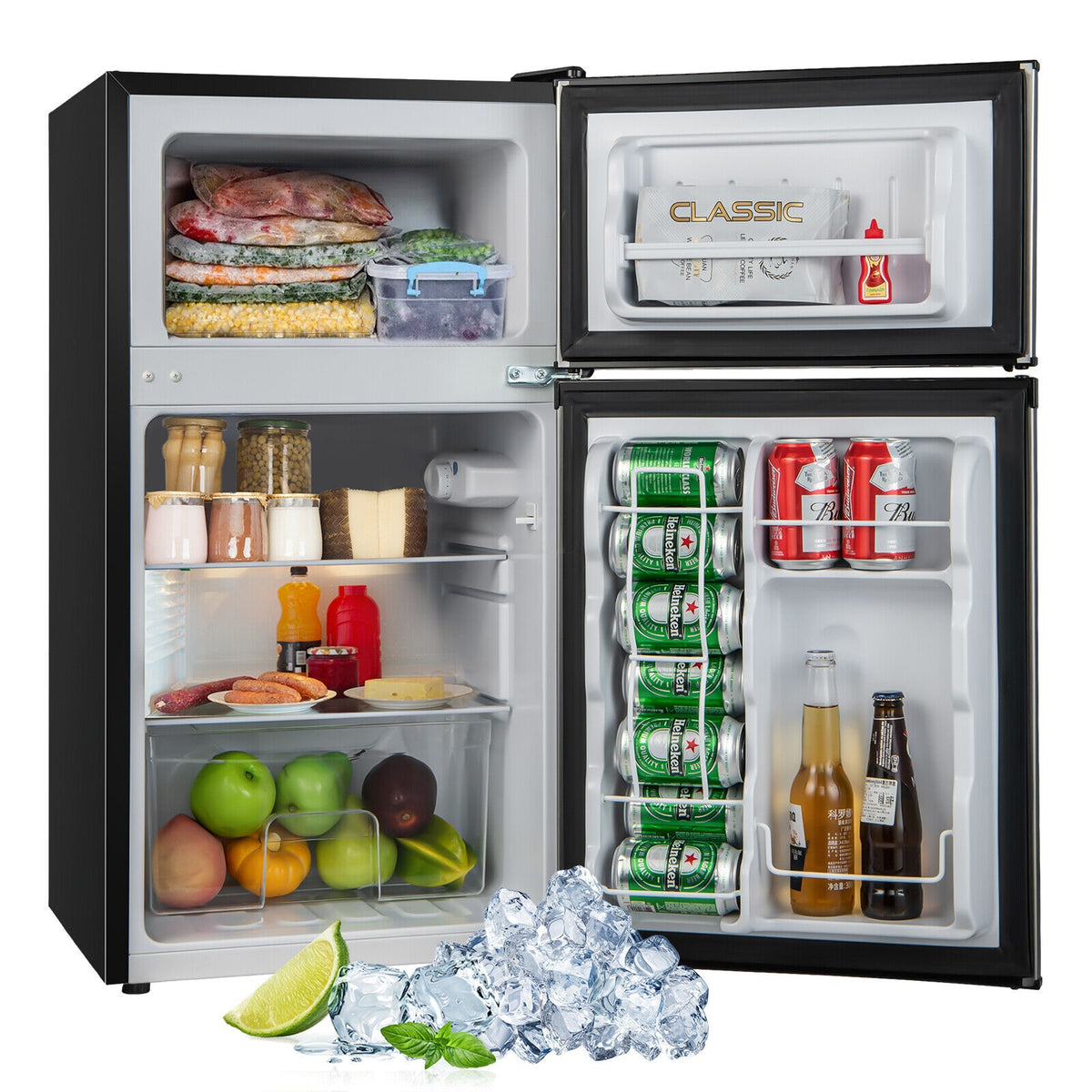 3.2 Cu. Ft Compact Mini Fridge with 5 Temperature Settings-Sliver-Refrigerators-DECOROLALA