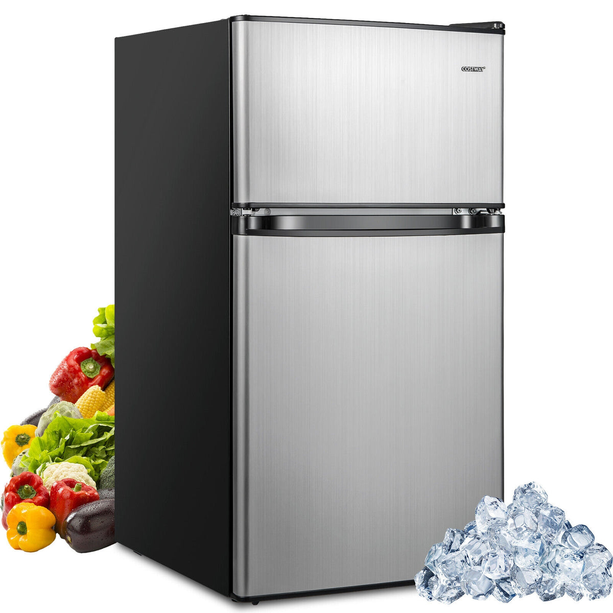 3.2 Cu. Ft Compact Mini Fridge with 5 Temperature Settings-Sliver-Refrigerators-DECOROLALA