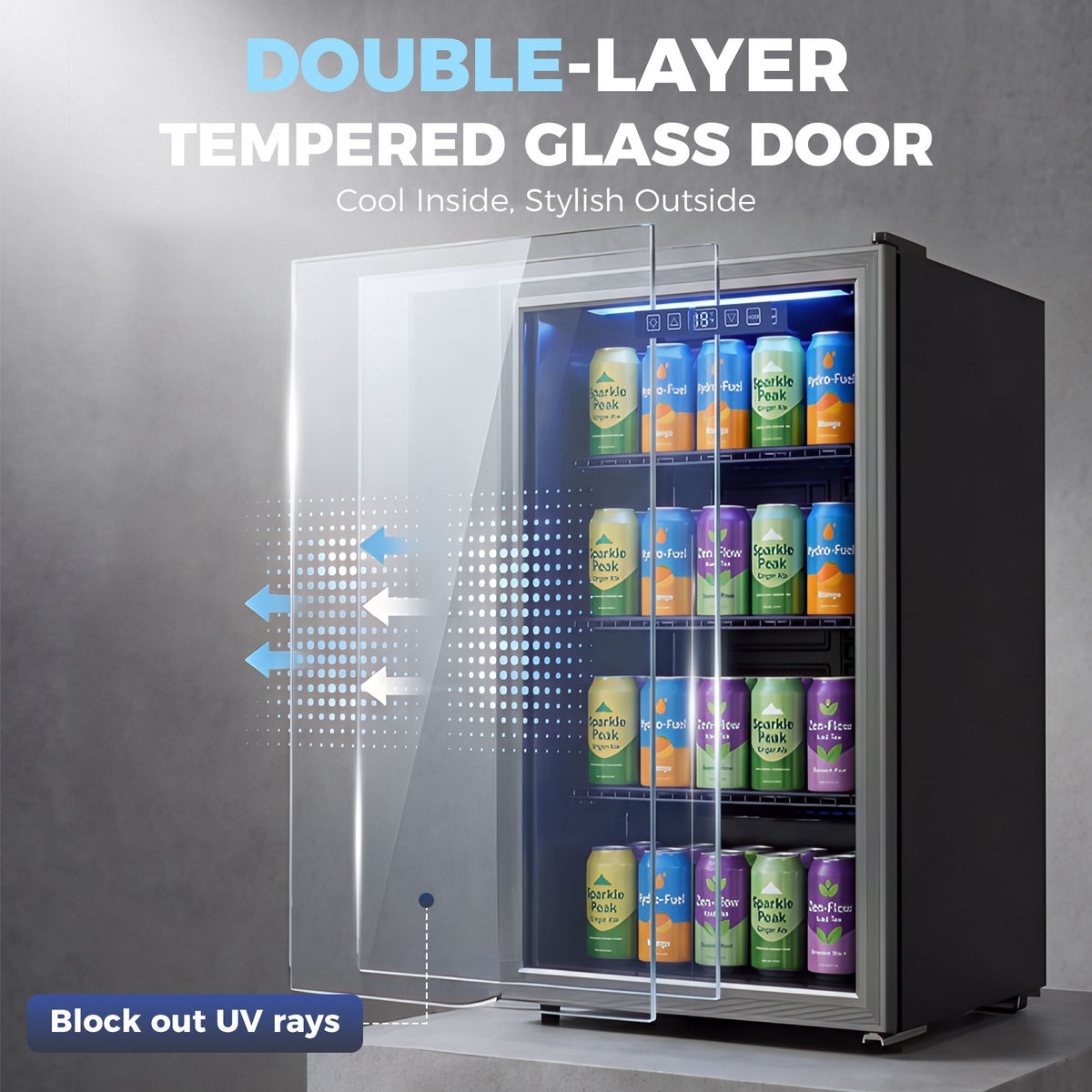 3.2 Cu.Ft Beverage Refrigerator - 139 Can Cooler Black-Home Furnishings > Appliances > Small¬†Kitchen¬†Appliances-DECOROLALA