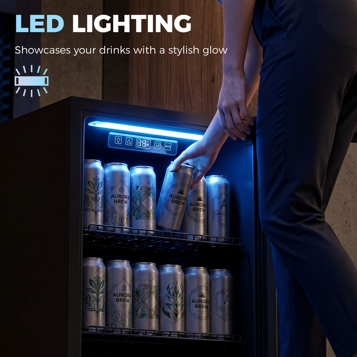 3.2 Cu.Ft Beverage Refrigerator - 139 Can Cooler Black-Home Furnishings > Appliances > Small¬†Kitchen¬†Appliances-DECOROLALA