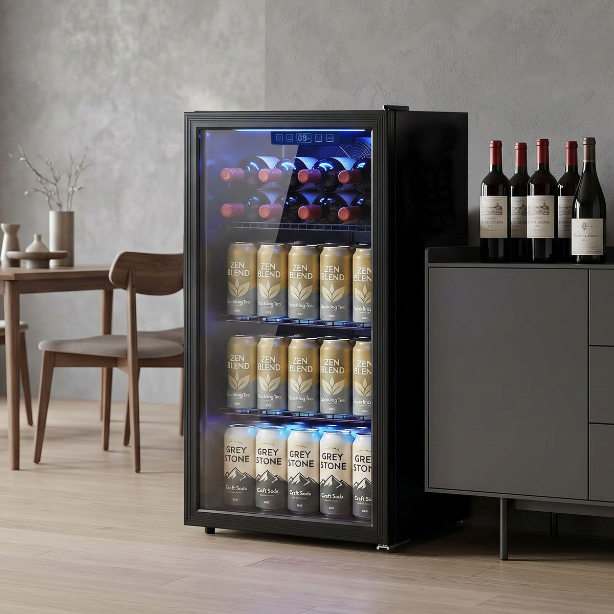 3.2 Cu.Ft Beverage Refrigerator - 139 Can Cooler Black-Home Furnishings > Appliances > Small¬†Kitchen¬†Appliances-DECOROLALA