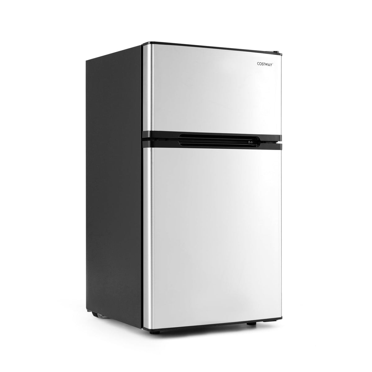 3.2 Cu.Ft Mini Fridge with Freezer Double Door Small Refrigerator with Adjustable Thermostat-Silver-Refrigerators-DECOROLALA