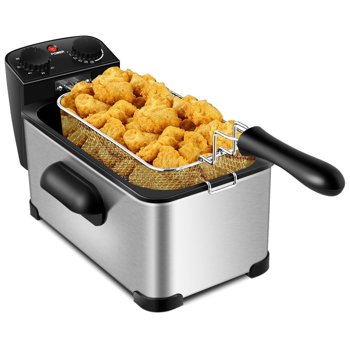 3.2 Quart Electric Stainless Steel Deep Fryer with Timer-Silver-Air Fryers-DECOROLALA