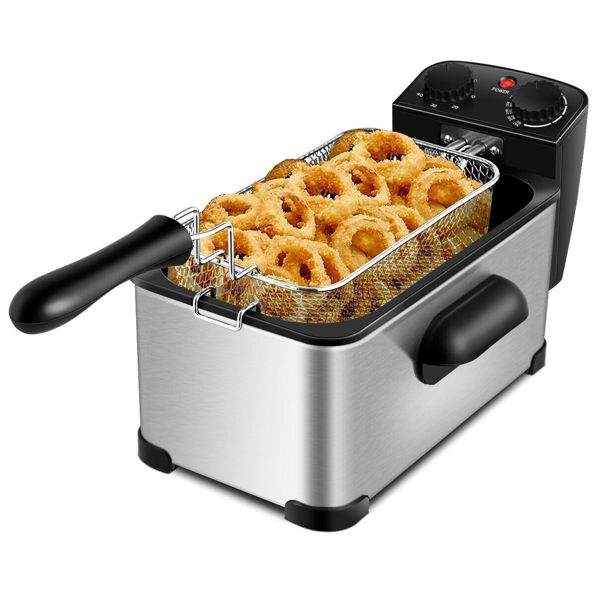 3.2 Quart Electric Stainless Steel Deep Fryer with Timer-Silver-Air Fryers-DECOROLALA