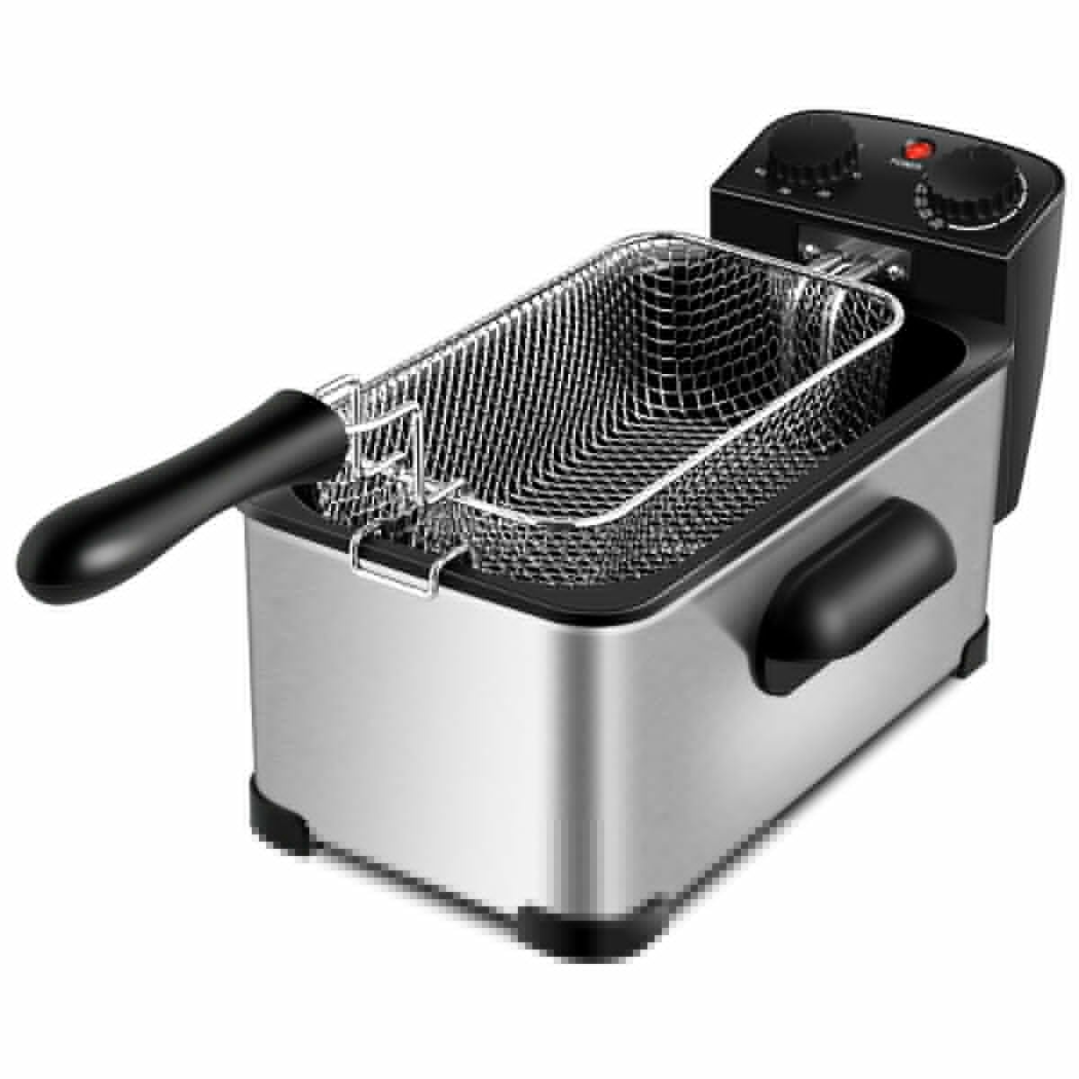 3.2 Quart Electric Stainless Steel Deep Fryer with Timer-Silver-Air Fryers-DECOROLALA
