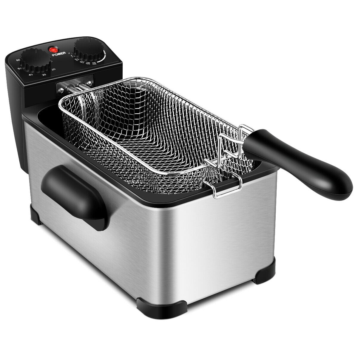 3.2 Quart Electric Stainless Steel Deep Fryer with Timer-Silver-Air Fryers-DECOROLALA