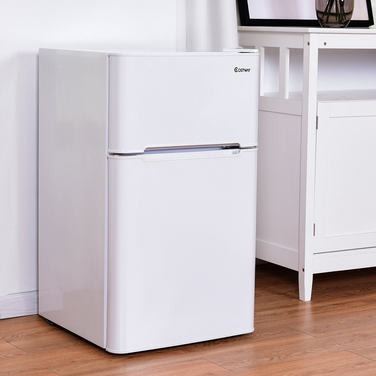 3.2 cu ft. Compact Stainless Steel Refrigerator-White-Refrigerators-DECOROLALA