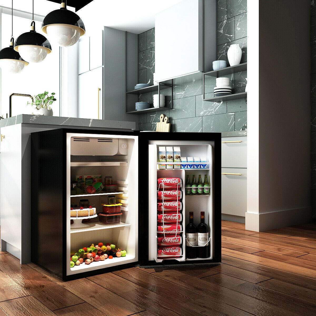 3.2 cu.ft. Mini Dorm Compact Refrigerator-Black-Refrigerators-DECOROLALA
