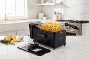 3.2-Qt Electric Deep Fryer with 1700W LED Touch Screen and Enamel Oil Tank-Black-Air Fryers-DECOROLALA