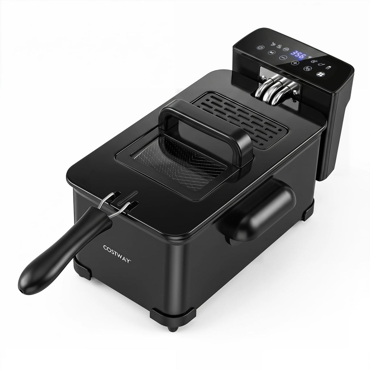 3.2-Qt Electric Deep Fryer with 1700W LED Touch Screen and Enamel Oil Tank-Black-Air Fryers-DECOROLALA