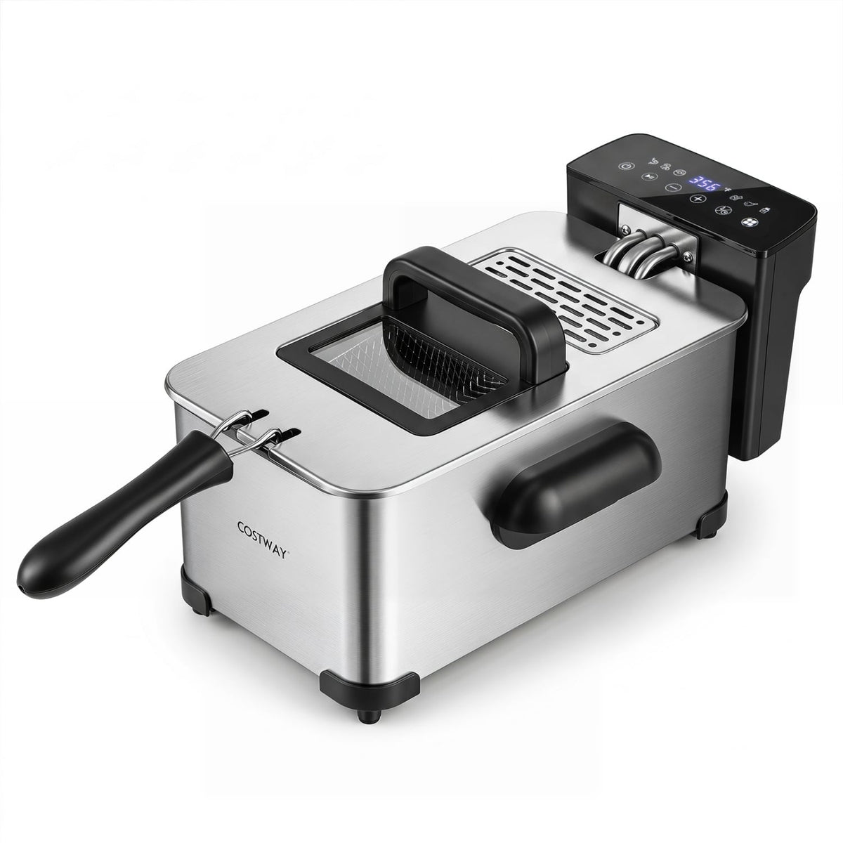 3.2-Qt Electric Deep Fryer with 1700W LED Touch Screen and Enamel Oil Tank-Silver-Air Fryers-DECOROLALA