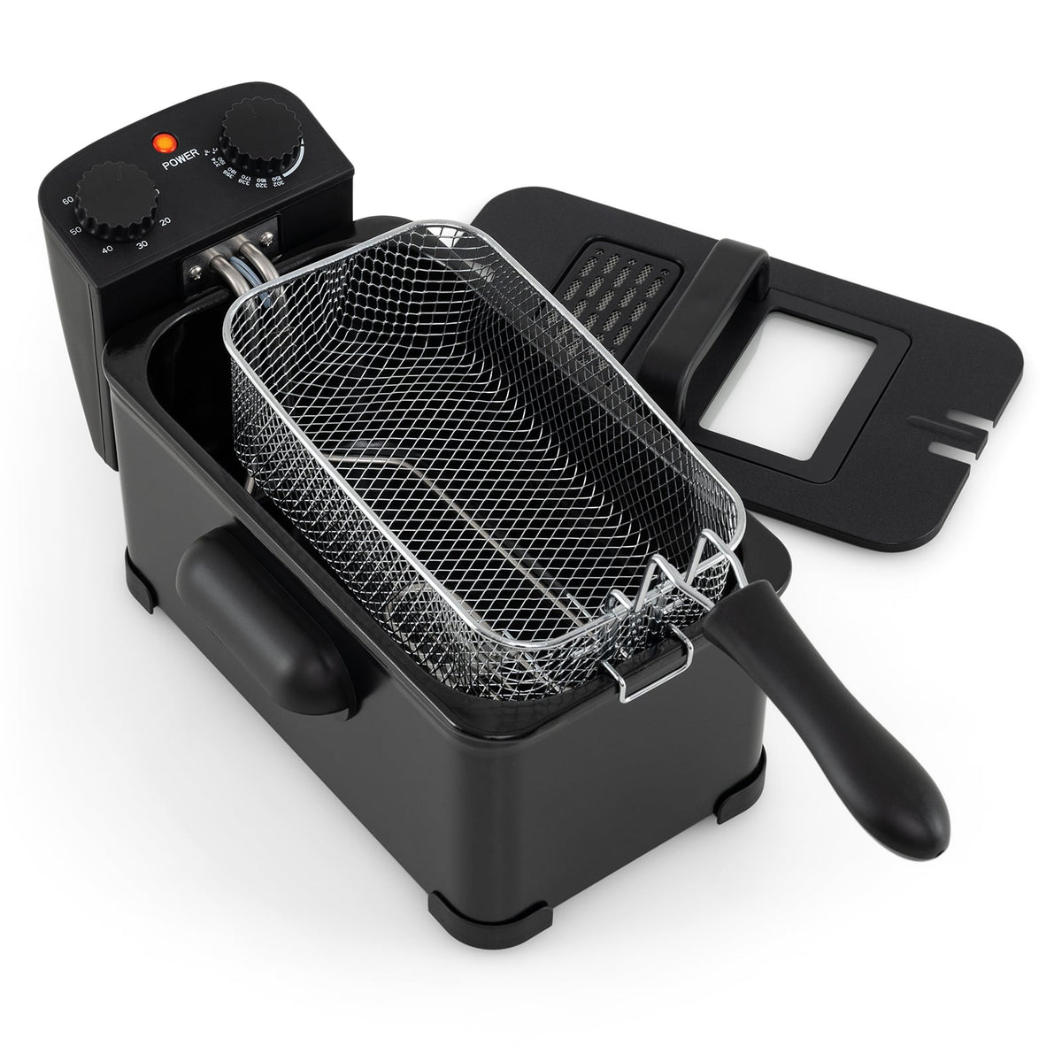 3.2 Quart Electric Stainless Steel Deep Fryer with Timer-Black-Air Fryers-DECOROLALA
