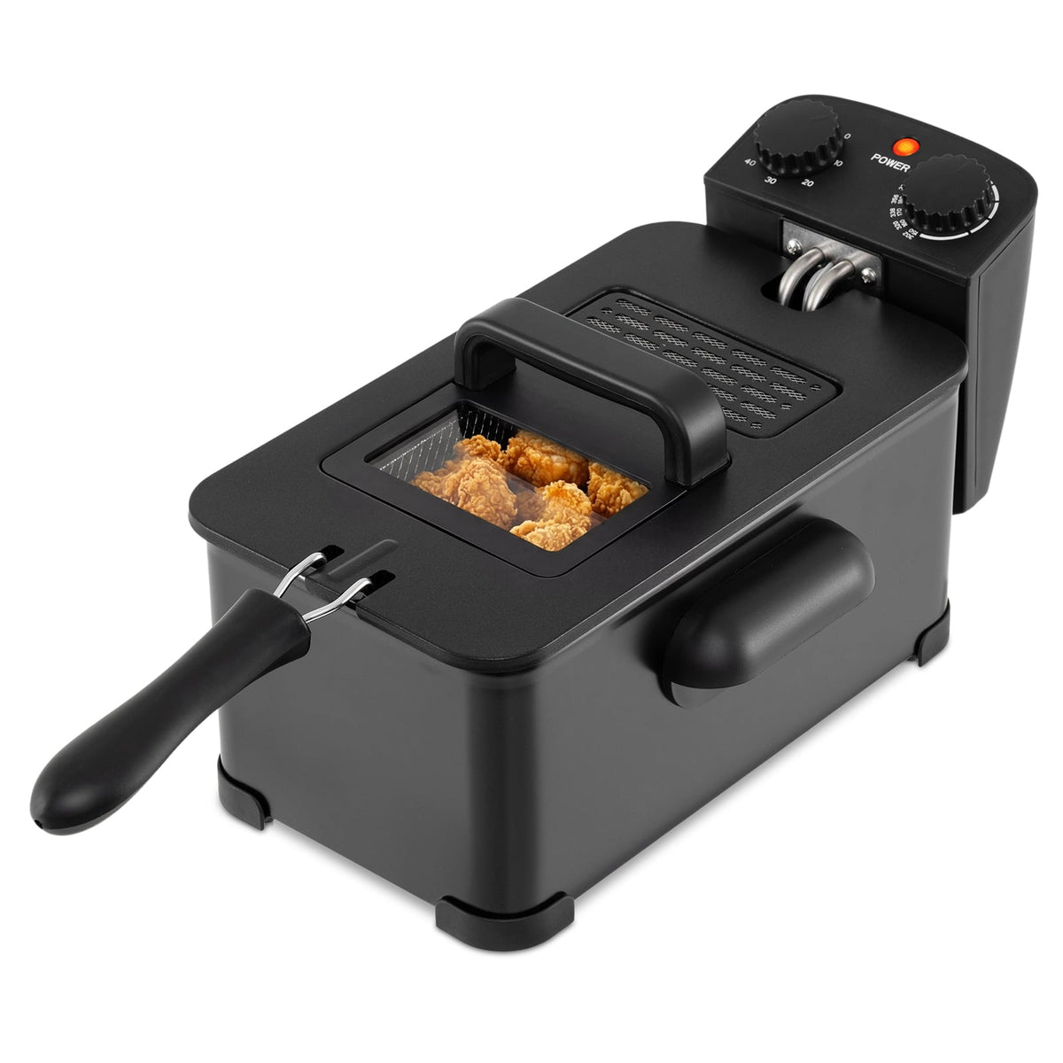 3.2 Quart Electric Stainless Steel Deep Fryer with Timer-Black-Air Fryers-DECOROLALA