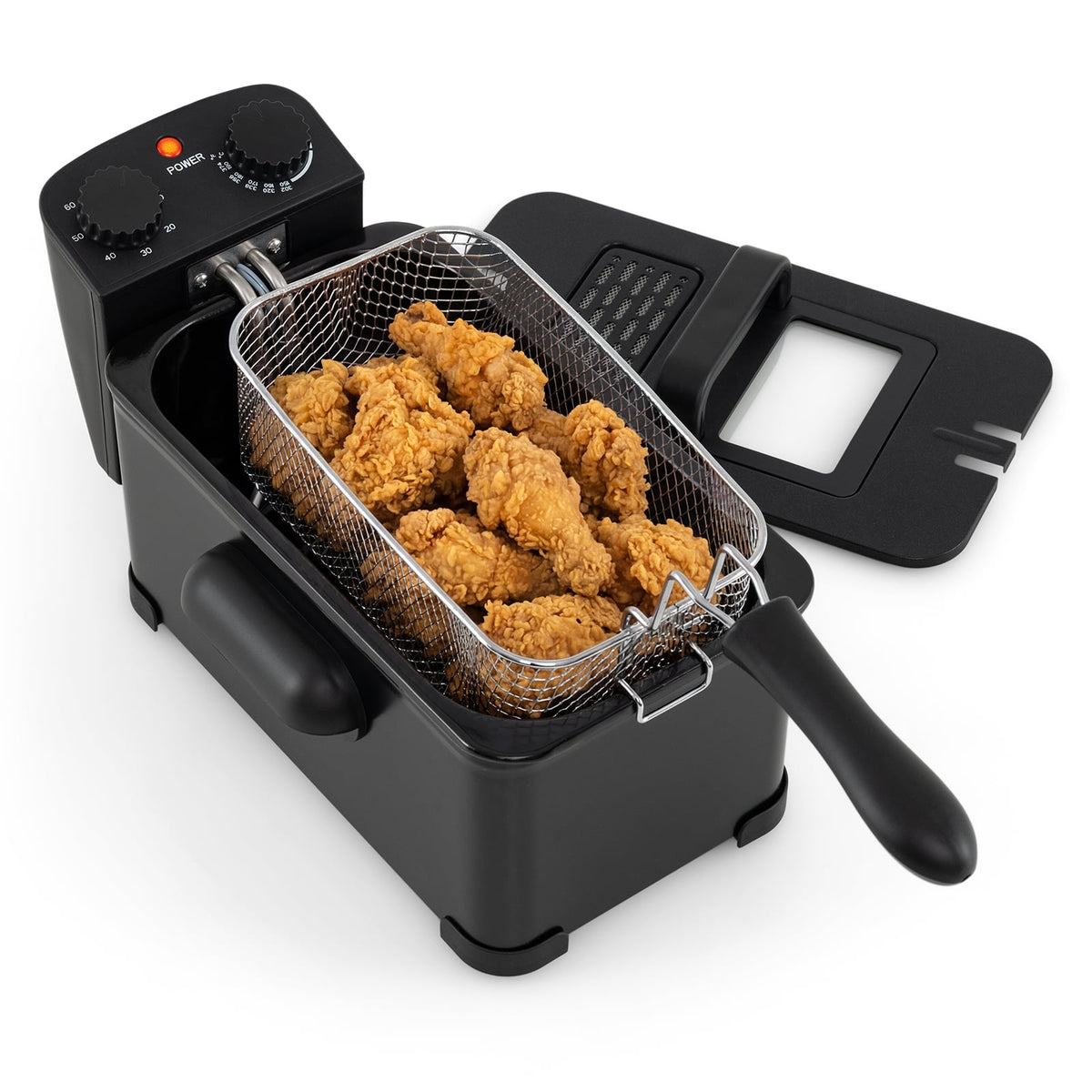 3.2 Quart Electric Stainless Steel Deep Fryer with Timer-Black-Air Fryers-DECOROLALA
