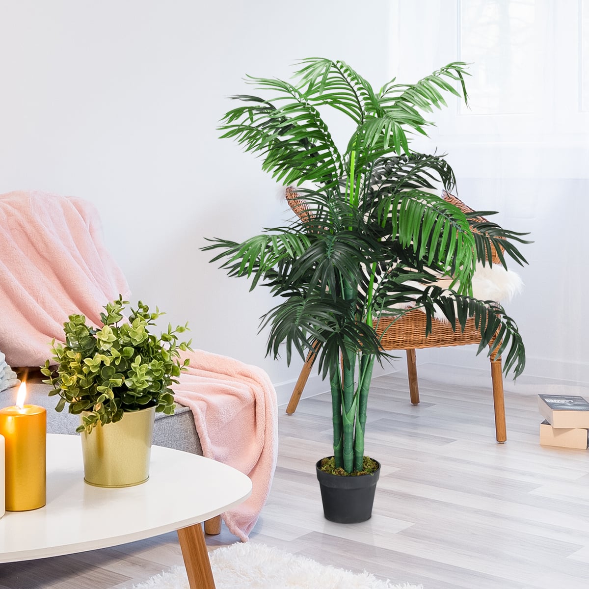 3.5 Feet Artificial Areca Palm Decorative Silk Tree with Basket-Artificial Plants-DECOROLALA