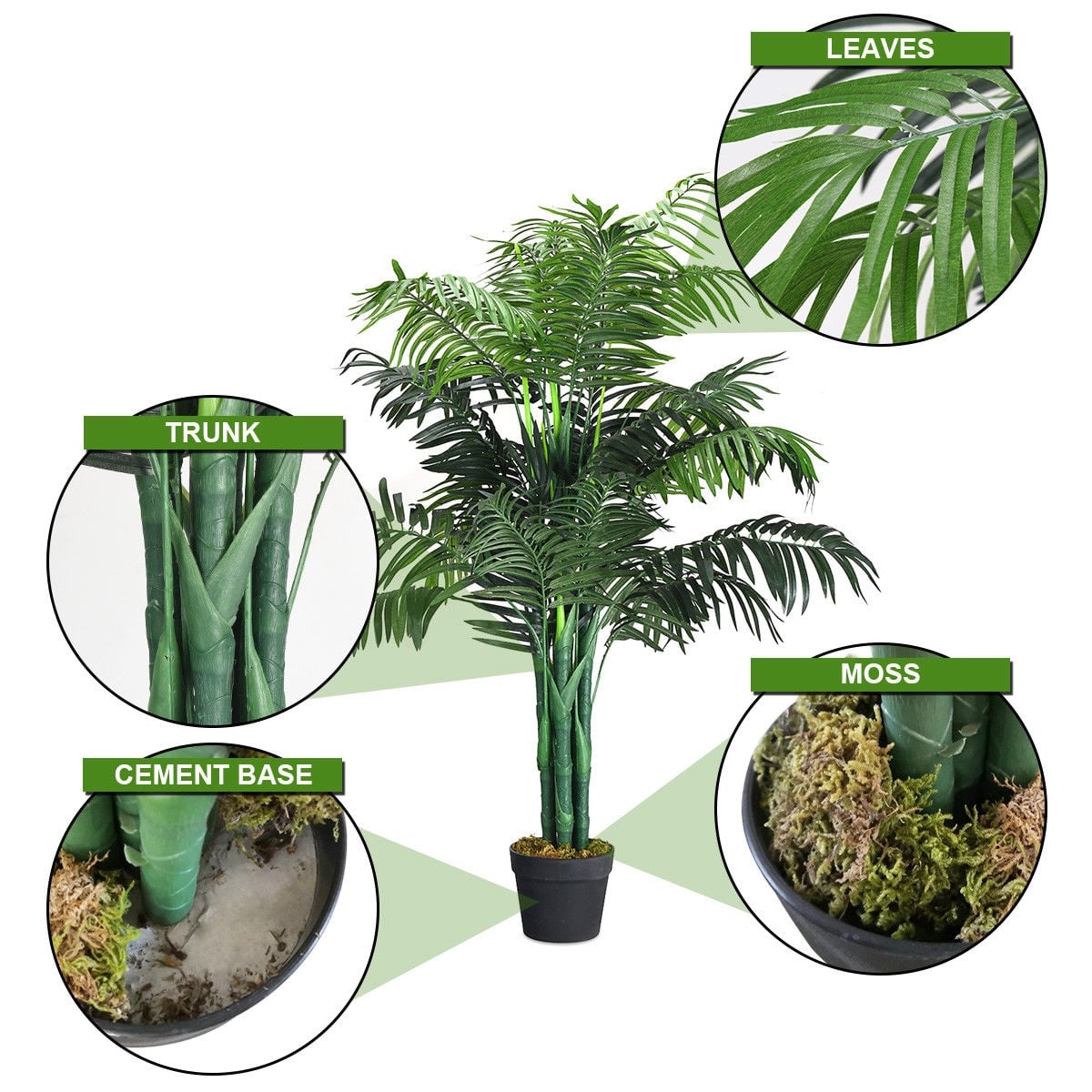 3.5 Feet Artificial Areca Palm Decorative Silk Tree with Basket-Artificial Plants-DECOROLALA