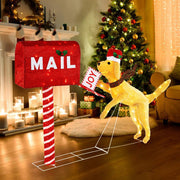 3.5 ft Christmas Mail Box with Dog and 120 Warm White LED Lights-Christmas Decorations & Accessories-DECOROLALA