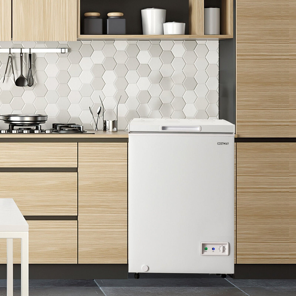 3.5/5 Cu.ft Compact Chest Freezer with Removable Storage Basket-3.5 Cubic-Freezers-DECOROLALA
